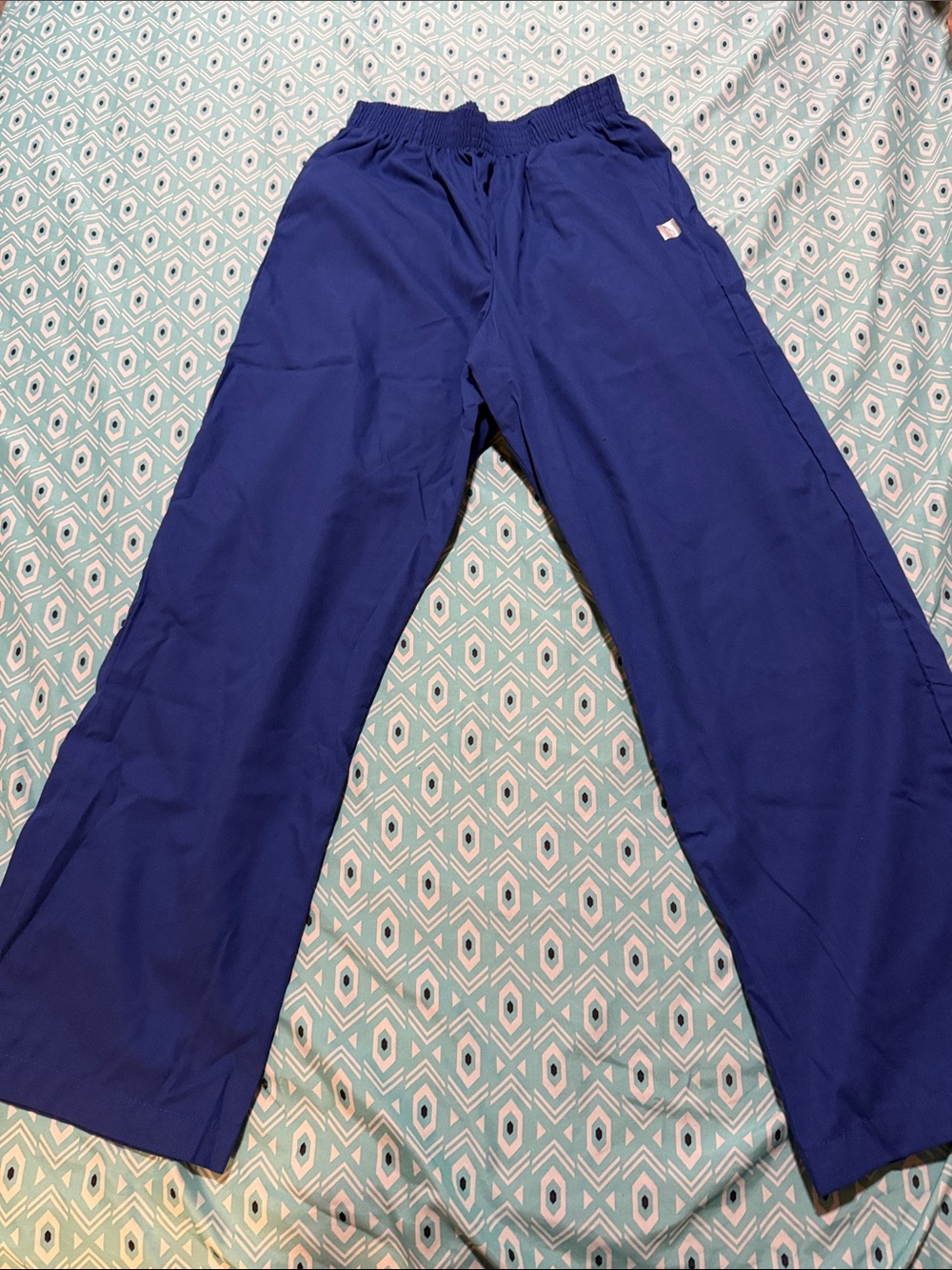 Unbranded Women's Elastic Waist Royal Blue Scrub Pants